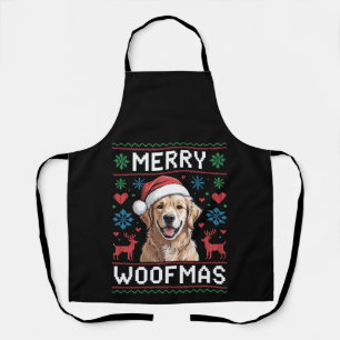 Merry Woofmas Golden Retriever Christmas Hat Dog Apron