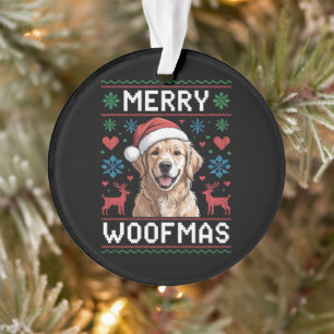 Merry Woofmas Golden Retriever Christmas Hat Dog Ornament