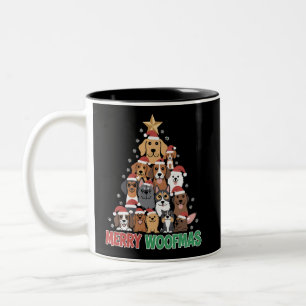 Merry Woofmas Merry Christmas Dog Lovers  Two-Tone Coffee Mug