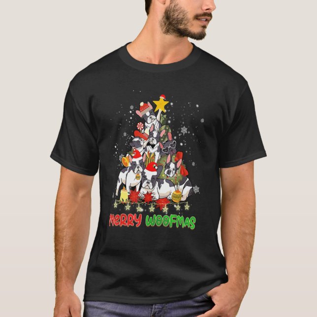 Merry Woofmas Merry Christmas For Boston Terrier D T-Shirt (Front)