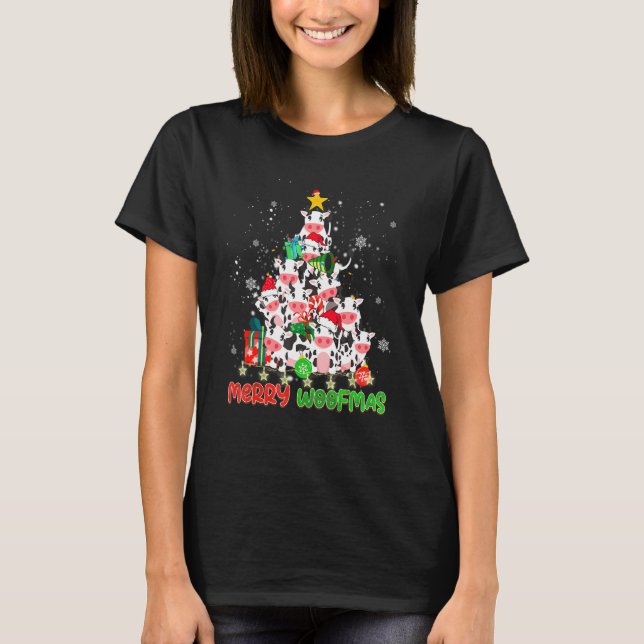 Merry Woofmas Merry Christmas For Cow T-Shirt (Front)