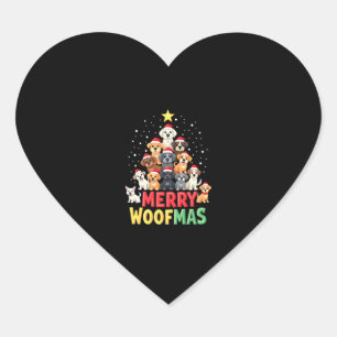Merry Woofmas - Merry Christmas For Dog Lovers (2) Heart Sticker
