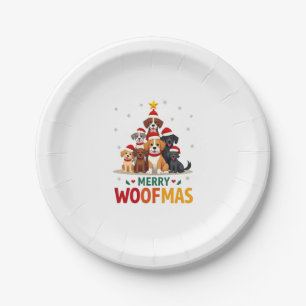 Merry Woofmas - Merry Christmas For Dog Lovers (3) Paper Plate