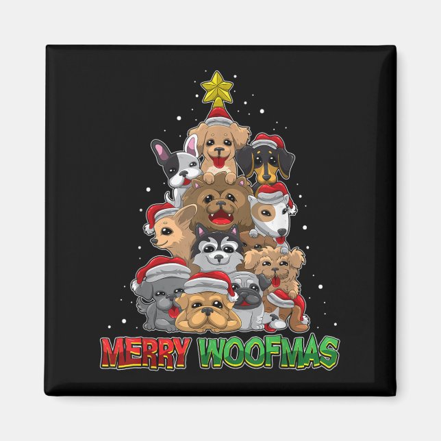 Merry Woofmas - Merry Christmas For Dog Lovers  Magnet (Front)