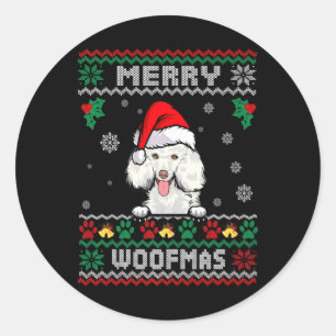 Merry Woofmas Odle Dog Christmas Ugly Xmas  Classic Round Sticker