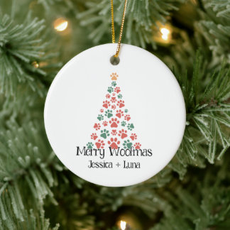 Merry Woofmas Ornament – Paw Print Christmas Tree