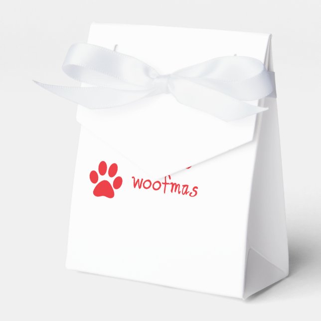 Merry Woofmas Paw Print Red Statement Ceramic Orna Favour Box (Front Side)