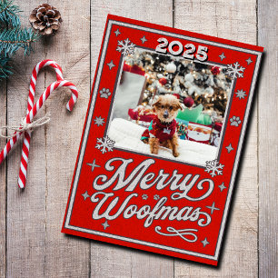 Merry Woofmas Pet Photo Christmas Holiday Card