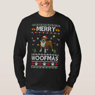 Merry Woofmas Pitbull Santa Reindeer Ugly Christma T-Shirt