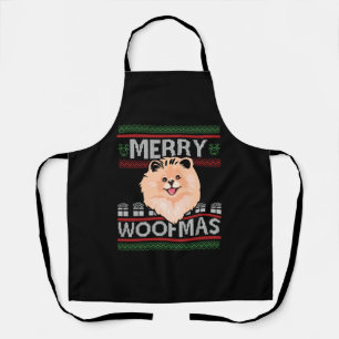 Merry Woofmas Pomeranian Christmas Dog Lover Gift  Apron