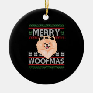 Merry Woofmas Pomeranian Christmas Dog Lover Gift Ceramic Ornament