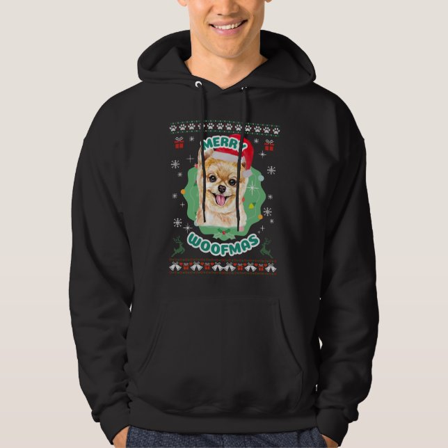 Merry Woofmas Pomeranian Hoodie (Front)