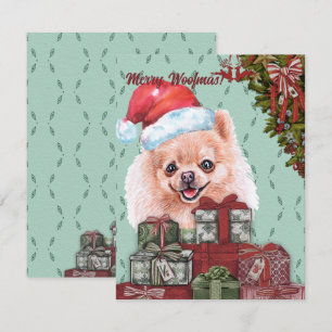Merry Woofmas! Pomeranian Santa Hat Christmas Gift Card