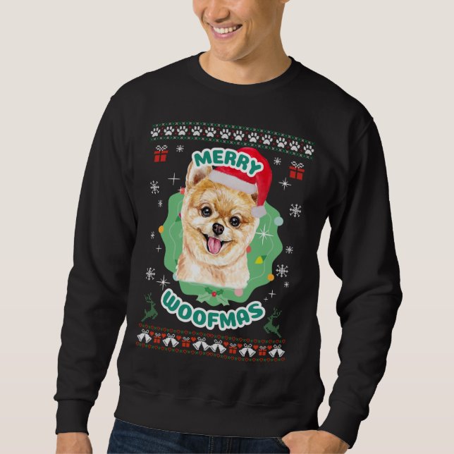 Merry Woofmas Pomeranian Sweatshirt (Front)