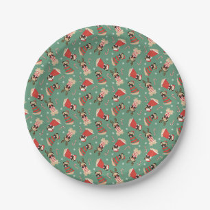 Merry Woofmas Pug Dogs Paper Plate