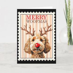 Merry Woofmas Reindeer Doodle Dog Reindoodle Dogs Card