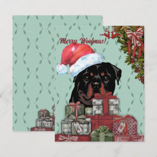 Merry Woofmas! Rottweiler Santa Hat Christmas Gift Card
