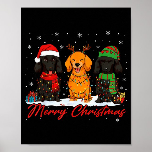 Merry Woofmas Santa Reindeer Elf Dachshund Christm Poster (Front)