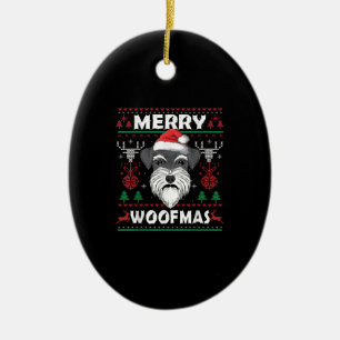 Merry Woofmas Schnauzer Christmas Dog Lover Pajama Ceramic Ornament