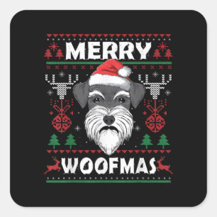 Merry Woofmas Schnauzer Christmas Dog Lover Pajama Square Sticker