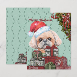 Merry Woofmas! Shih Tzu Santa Hat Christmas Gift  Card