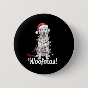 Merry Woofmas Silver Labrador Dog Light Decor Chri 6 Cm Round Badge