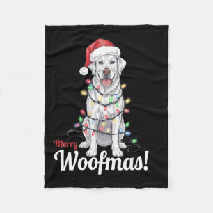 Merry Woofmas Silver Labrador Dog Light Decor Chri Fleece Blanket