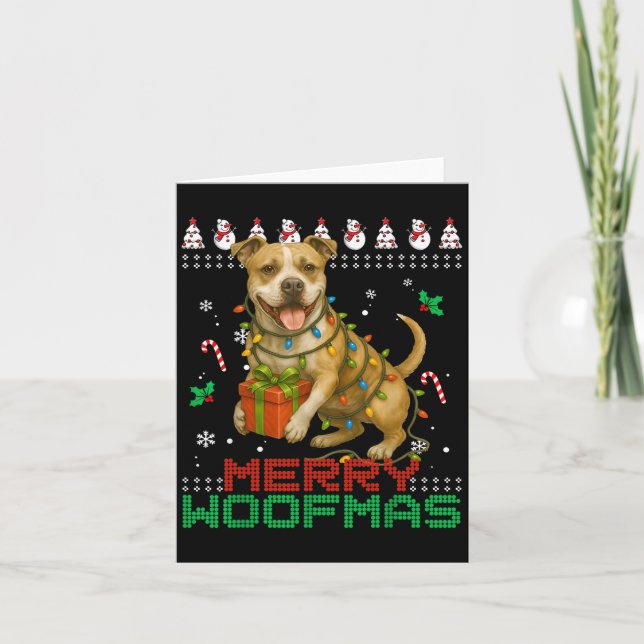 Merry Woofmas Tbull Christmas Shirt Xmas Dog  Card (Front)