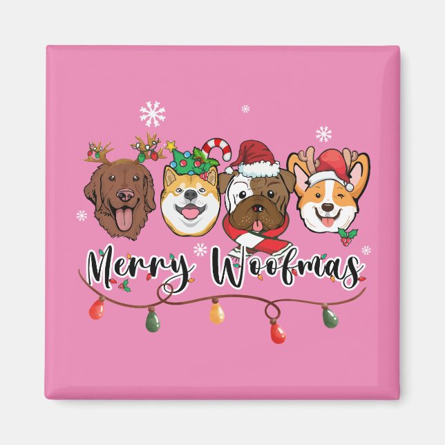 Merry Woofmas Typography Magnet (Front)