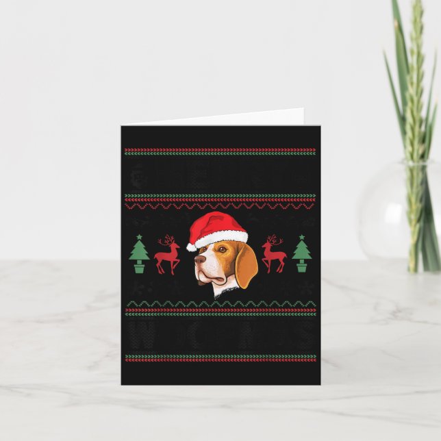 Merry Woofmas Ugly Christmas Beagle Xmas Party  Card (Front)