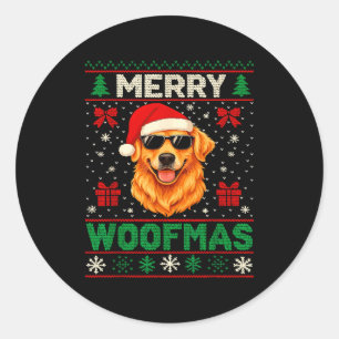 Merry Woofmas Ugly Christmas Jumper Xmas Dog Lover Classic Round Sticker