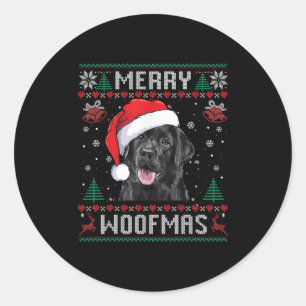 Merry Woofmas Ugly Sweater Black Lab Labrador Chri Classic Round Sticker