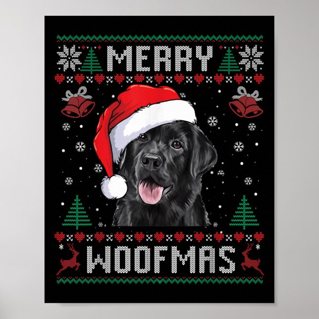 Merry Woofmas Ugly Sweater Black Lab Labrador Chri Poster (Front)