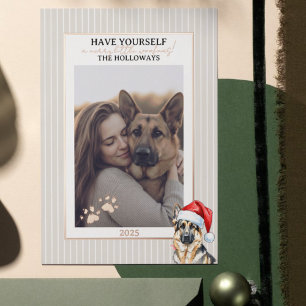 Merry Woofmas Watercolor German Shepherd Foil Holiday Card