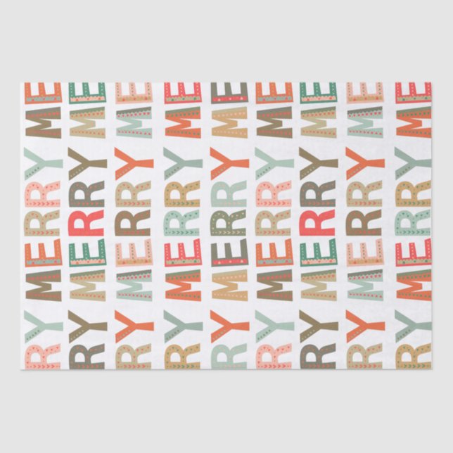 MERRY Words funky Wrapping Tissue Paper (Front)