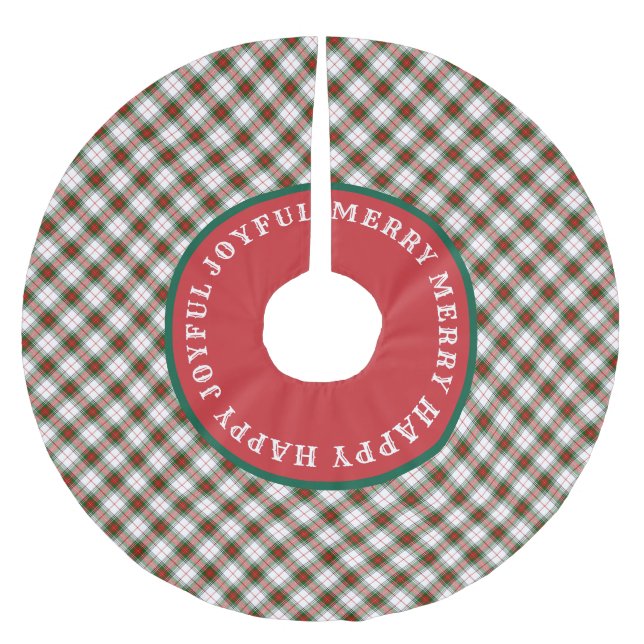 MERRY Words Scottish Tartan  Brushed Polyester Tree Skirt (Front)