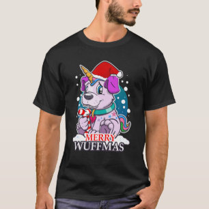 Merry Wuffmas, Funny Christmas Dog Unicorn Santa X T-Shirt