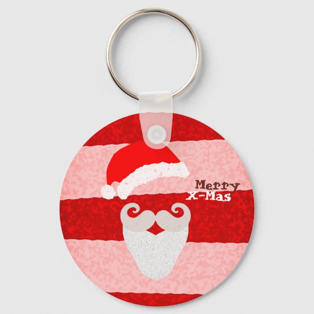 Merry X-Mas Santa Hat Key Ring (Front)