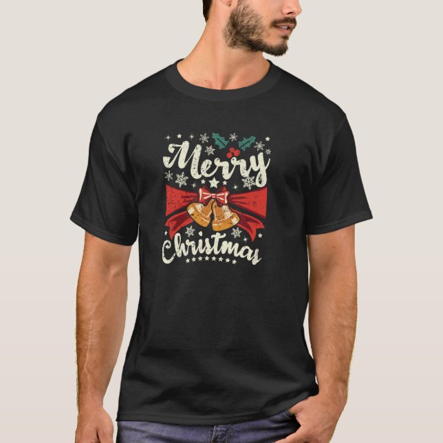 Merry X Mas Tree Lights Santa Claus Ugly Christmas T-Shirt (Front)
