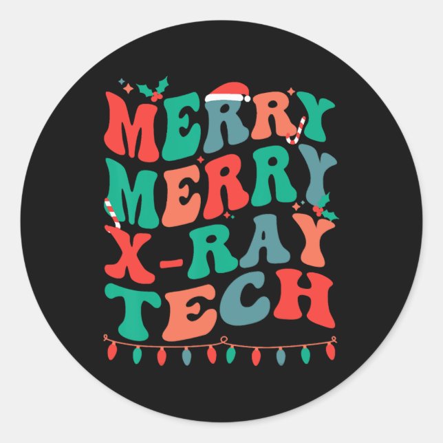 Merry X-ray Tech  Classic Round Sticker (Front)