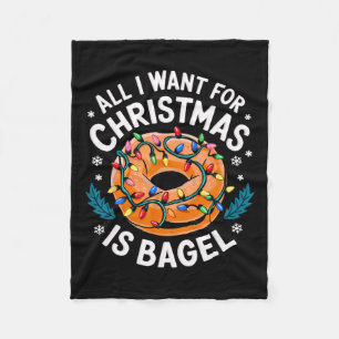 Merry Xmas All I Want For Christmas Bagel Men Wome Fleece Blanket