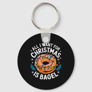 Merry Xmas All I Want For Christmas Bagel Men Wome Key Ring