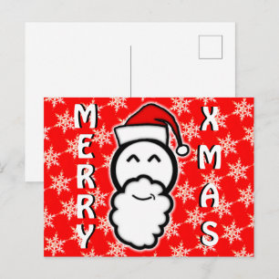 Merry Xmas and smiling Santa Claus Holiday Postcard