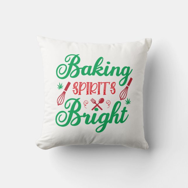 Merry Xmas Baking Spirits Bright Cushion (Front)