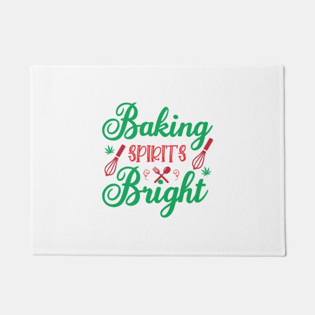 Merry Xmas Baking Spirits Bright Doormat (Front)