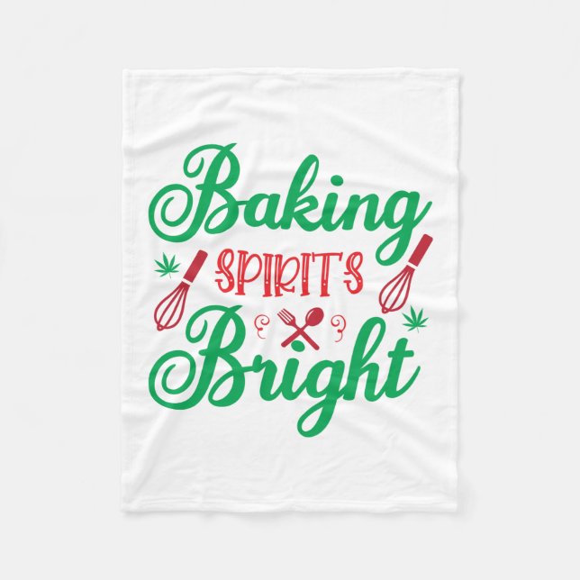 Merry Xmas Baking Spirits Bright Fleece Blanket (Front)