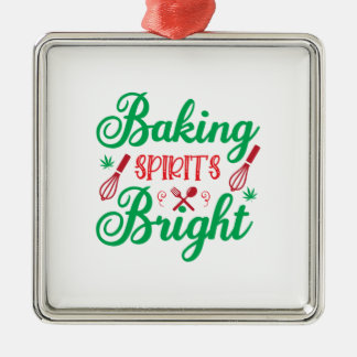 Merry Xmas Baking Spirits Bright Metal Ornament
