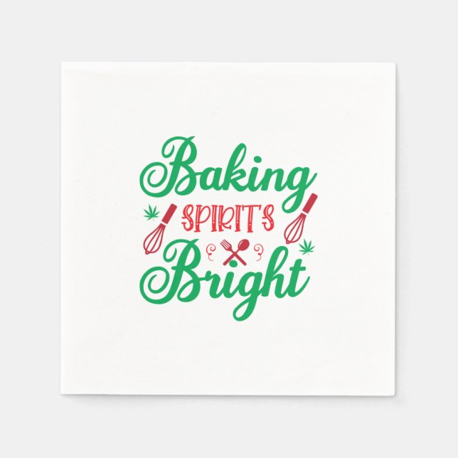 Merry Xmas Baking Spirits Bright Napkin (Front)