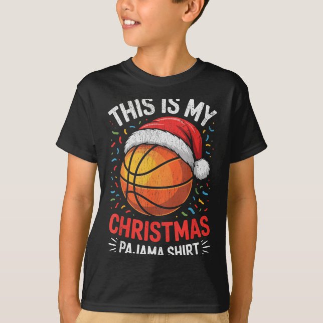 Merry Xmas Basketball Santa Hat This Is My Christm T-Shirt (Front)