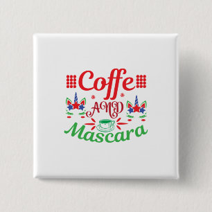 Merry Xmas Cafeine And Mascara 15 Cm Square Badge